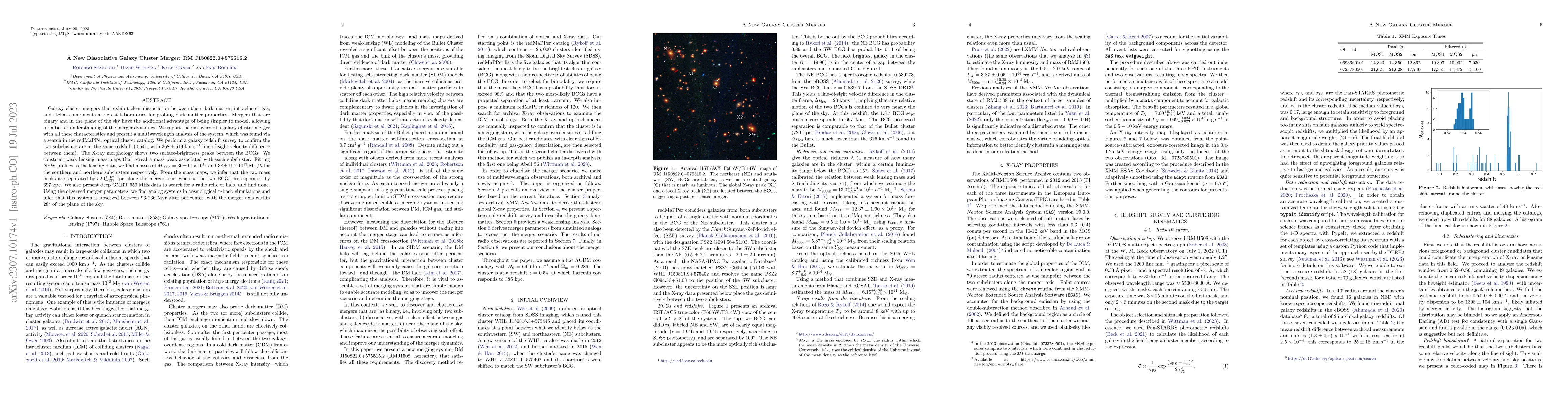 Thumbnail for A New Dissociative Galaxy Cluster Merger: RM J150822.0+575515.2