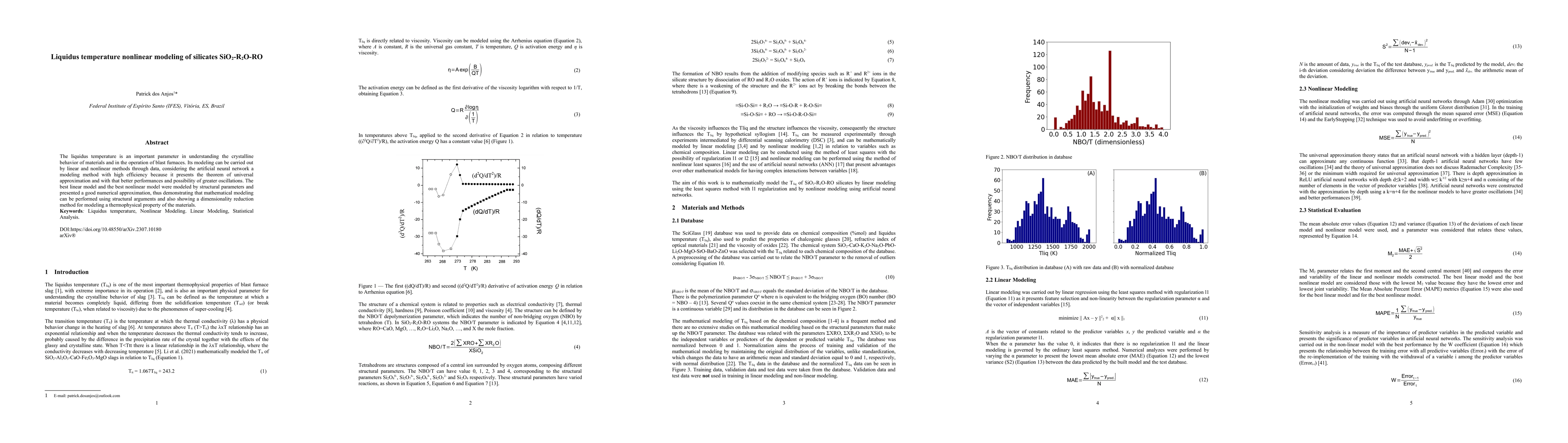 Thumbnail for Liquidus temperature nonlinear modeling of silicates $SiO_2-R_2O-RO$