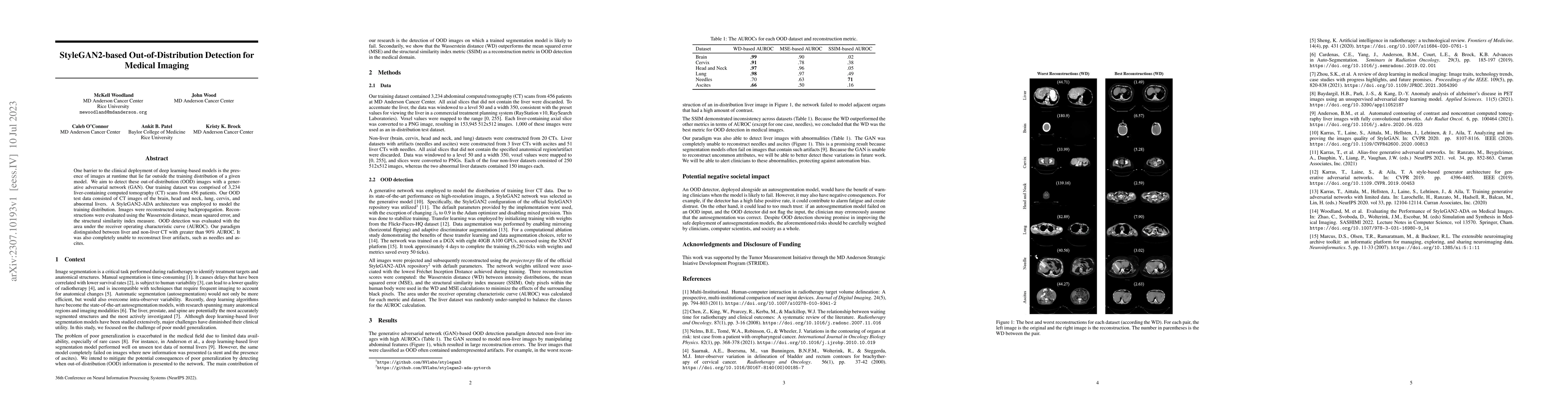 Thumbnail for StyleGAN2-based Out-of-Distribution Detection for Medical Imaging