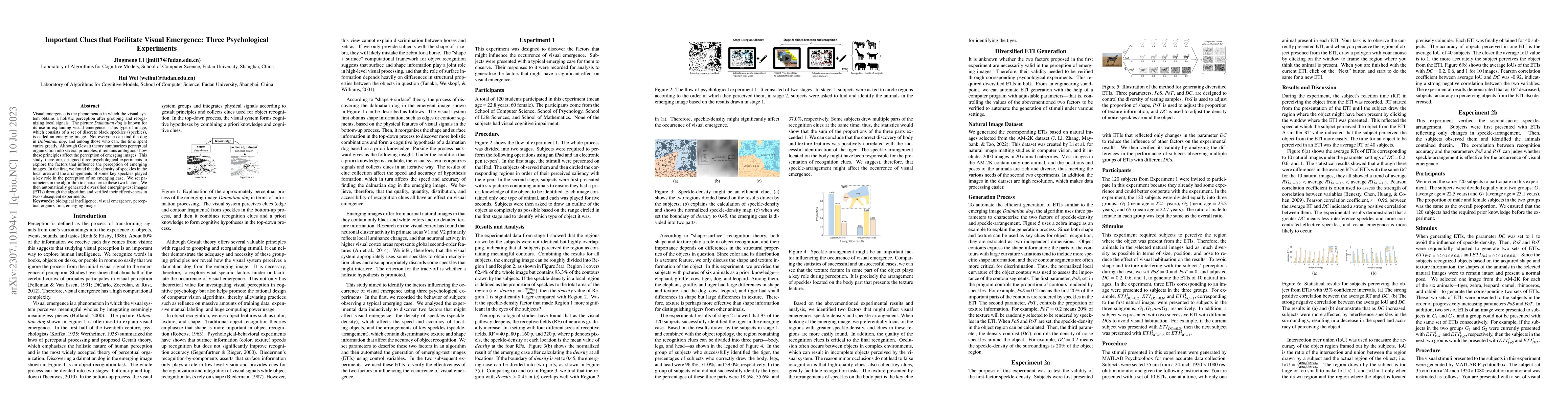 Thumbnail for Important Clues that Facilitate Visual Emergence: Three Psychological
  Experiments
