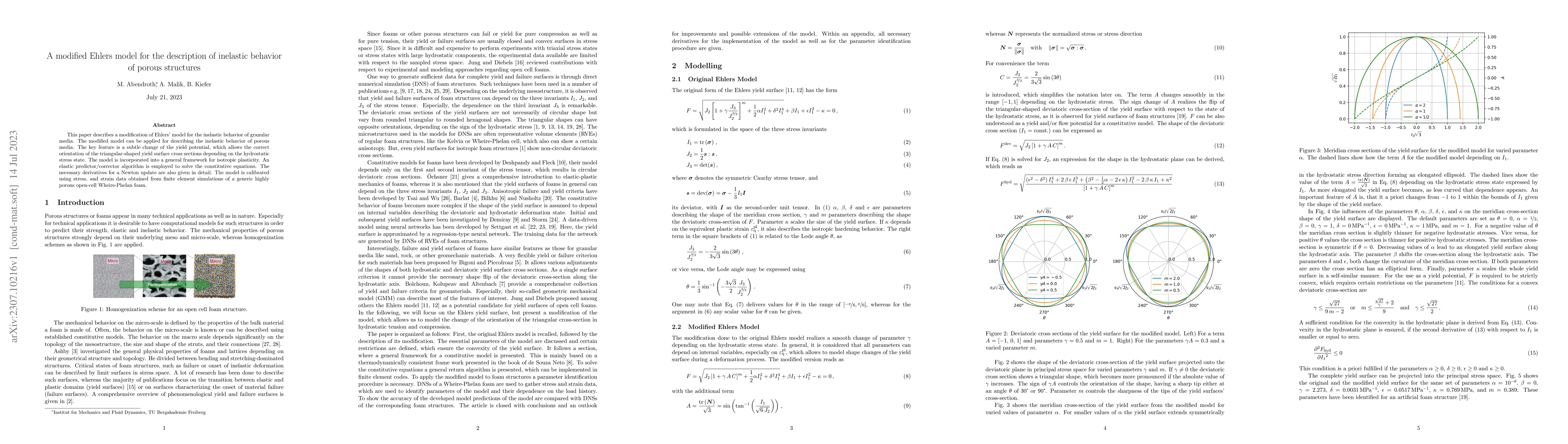 Thumbnail for A modified Ehlers model for the description of inelastic behavior of
  porous structures