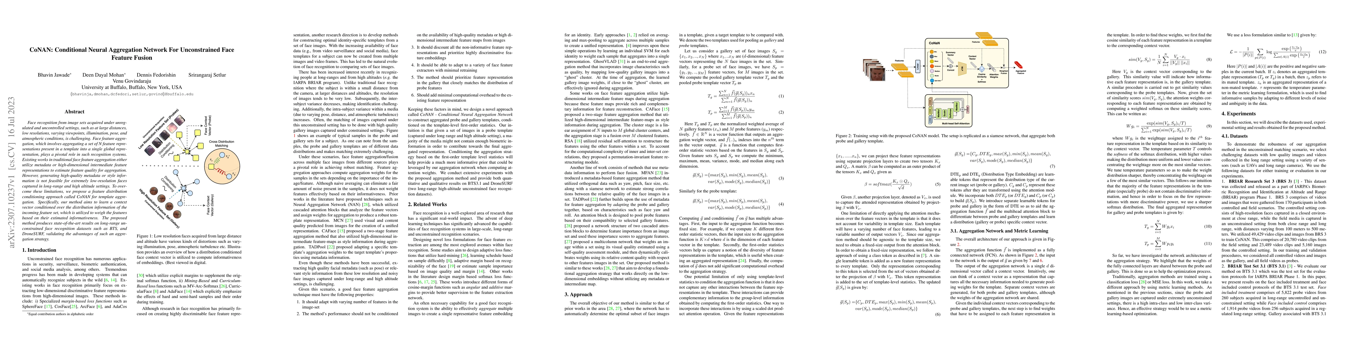 Thumbnail for CoNAN: Conditional Neural Aggregation Network For Unconstrained Face
  Feature Fusion