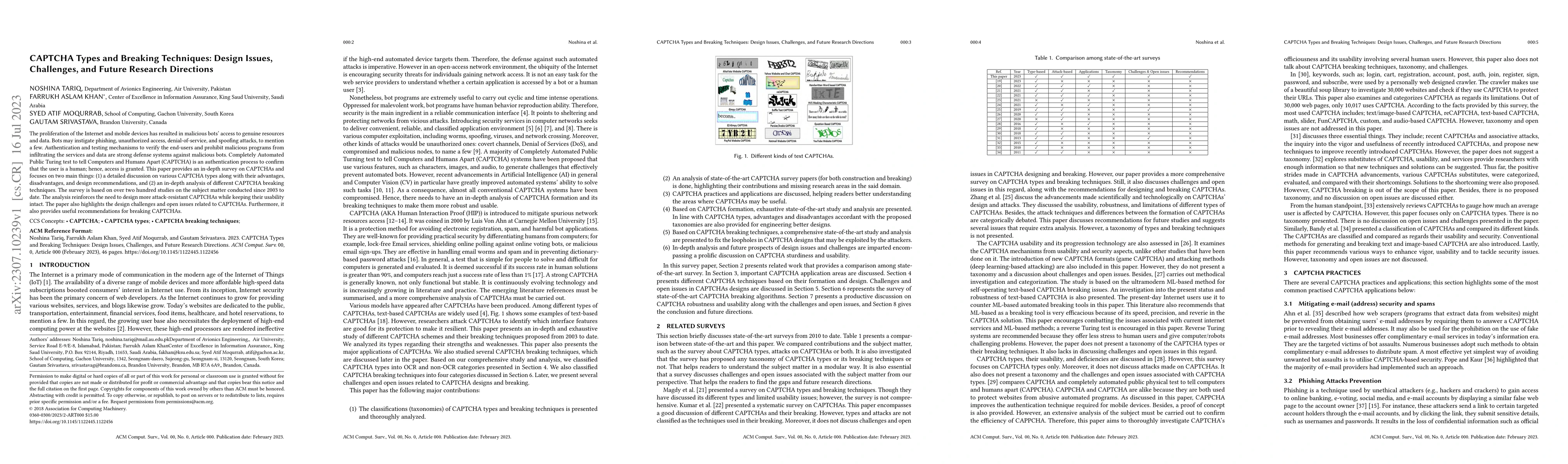 Thumbnail for CAPTCHA Types and Breaking Techniques: Design Issues, Challenges, and
  Future Research Directions