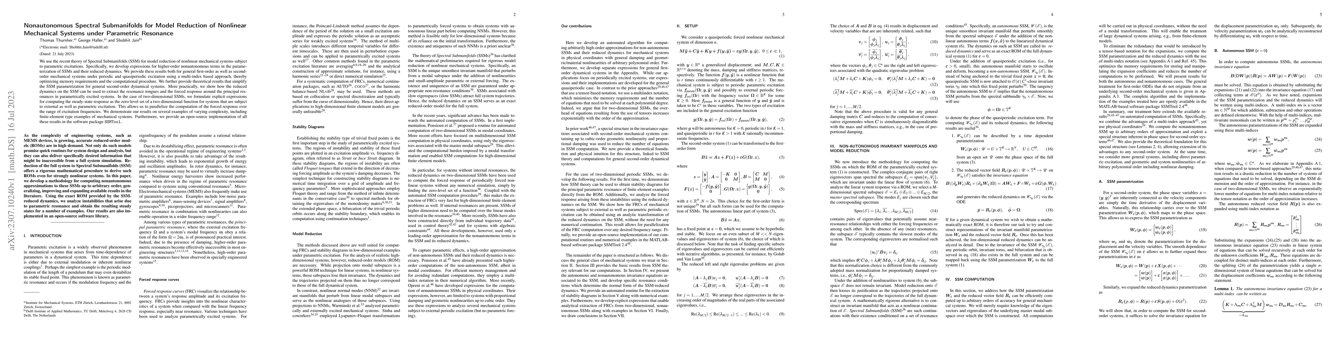 Thumbnail for Nonautonomous Spectral Submanifolds for Model Reduction of Nonlinear
  Mechanical Systems under Parametric Resonance