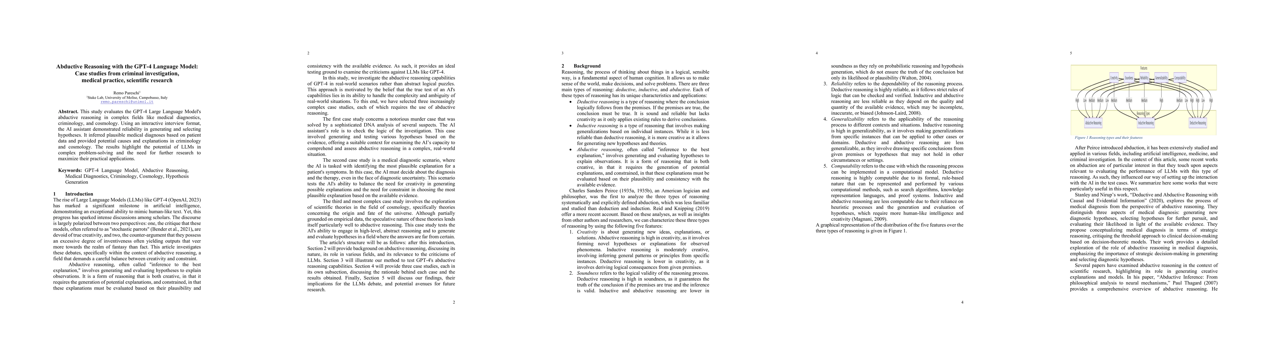 Thumbnail for Abductive Reasoning with the GPT-4 Language Model: Case studies from
  criminal investigation, medical practice, scientific research