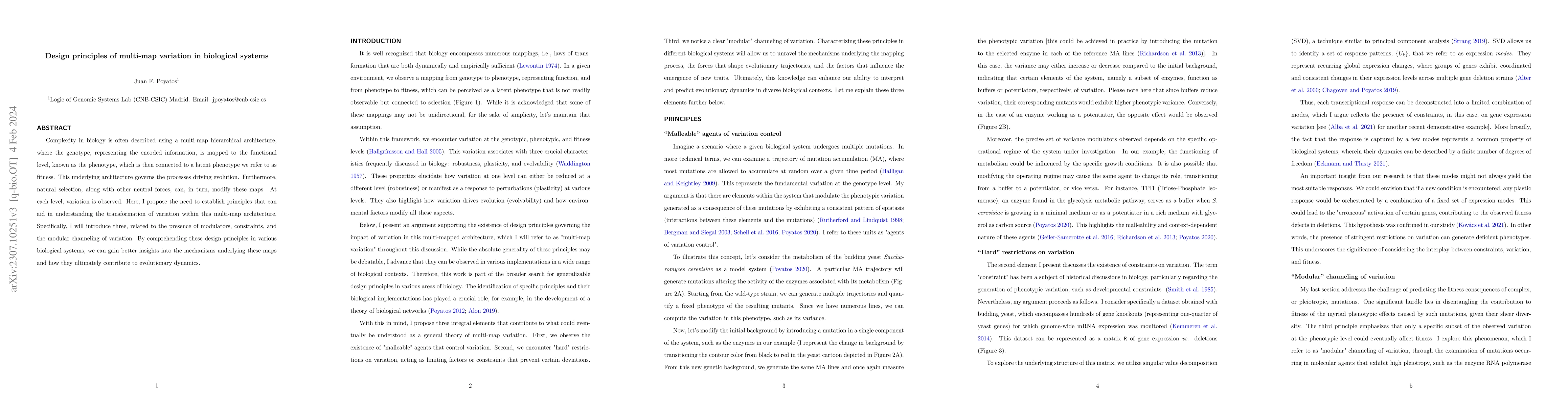 Thumbnail for Design principles of multi-map variation in biological systems