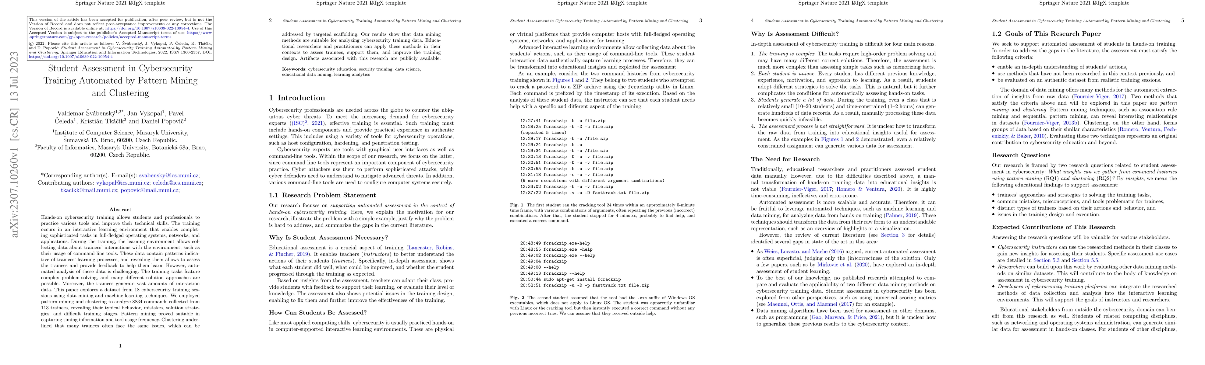 Thumbnail for Student Assessment in Cybersecurity Training Automated by Pattern Mining
  and Clustering