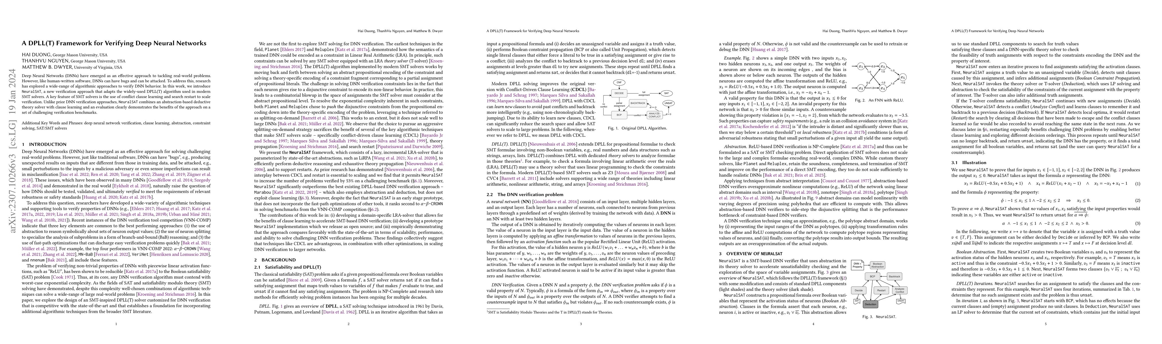 Thumbnail for A DPLL(T) Framework for Verifying Deep Neural Networks