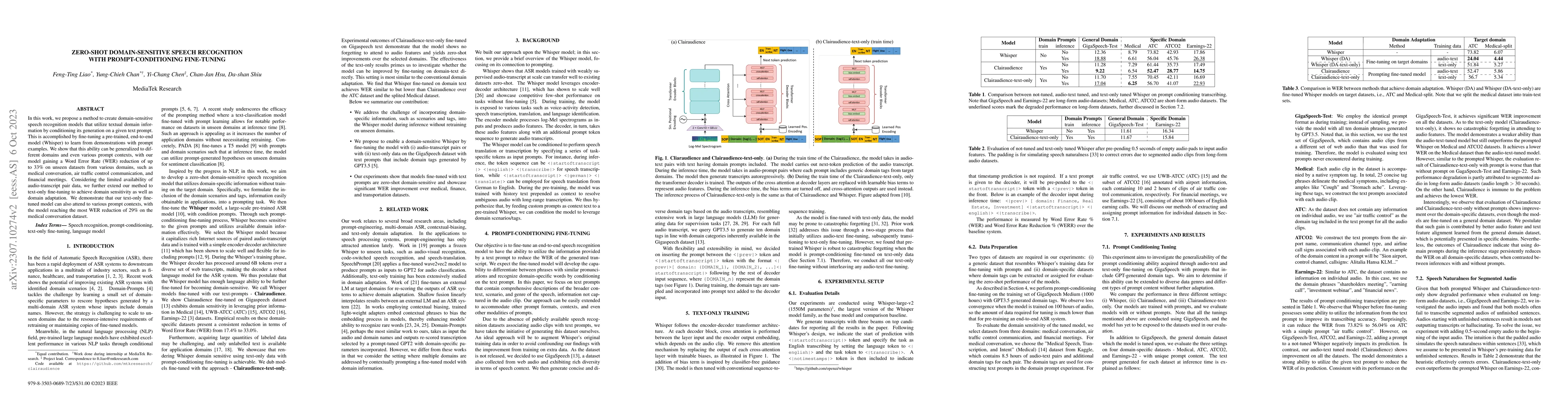Thumbnail for Zero-shot Domain-sensitive Speech Recognition with Prompt-conditioning
  Fine-tuning