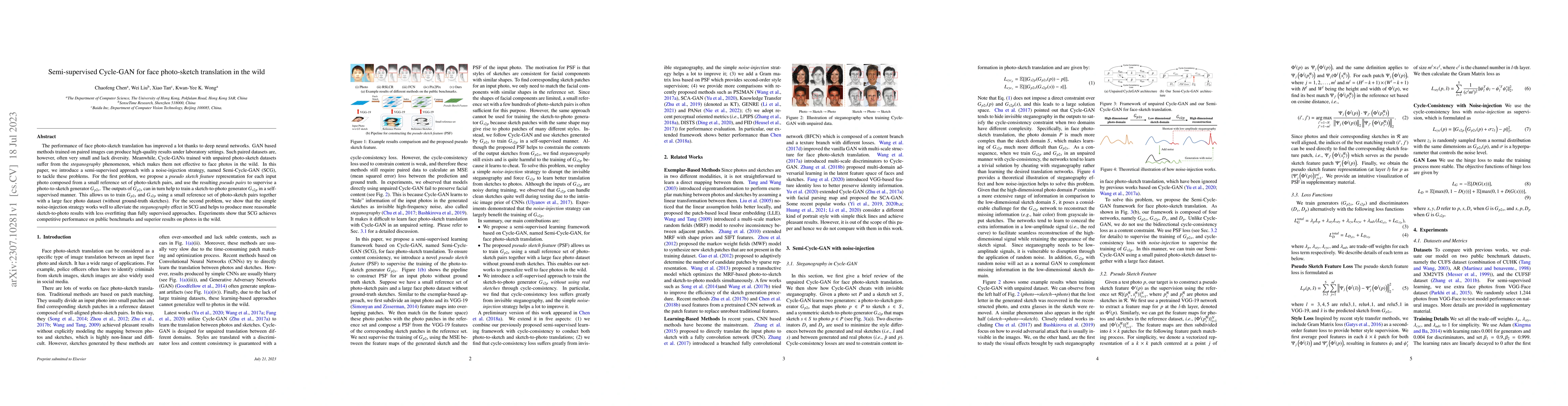 Thumbnail for Semi-supervised Cycle-GAN for face photo-sketch translation in the wild