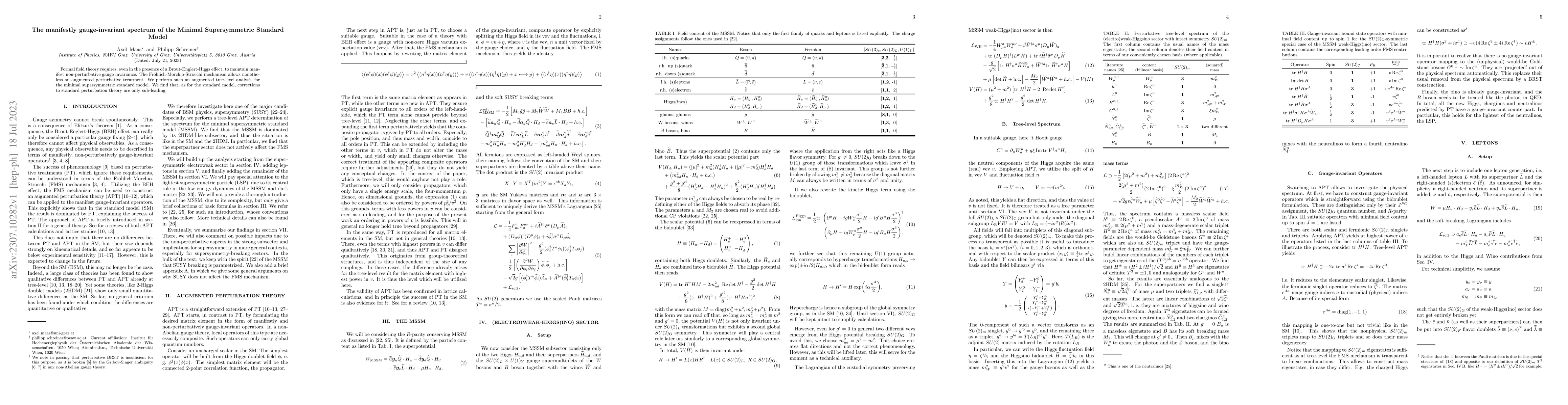 Thumbnail for The manifestly gauge-invariant spectrum of the Minimal Supersymmetric
  Standard Model