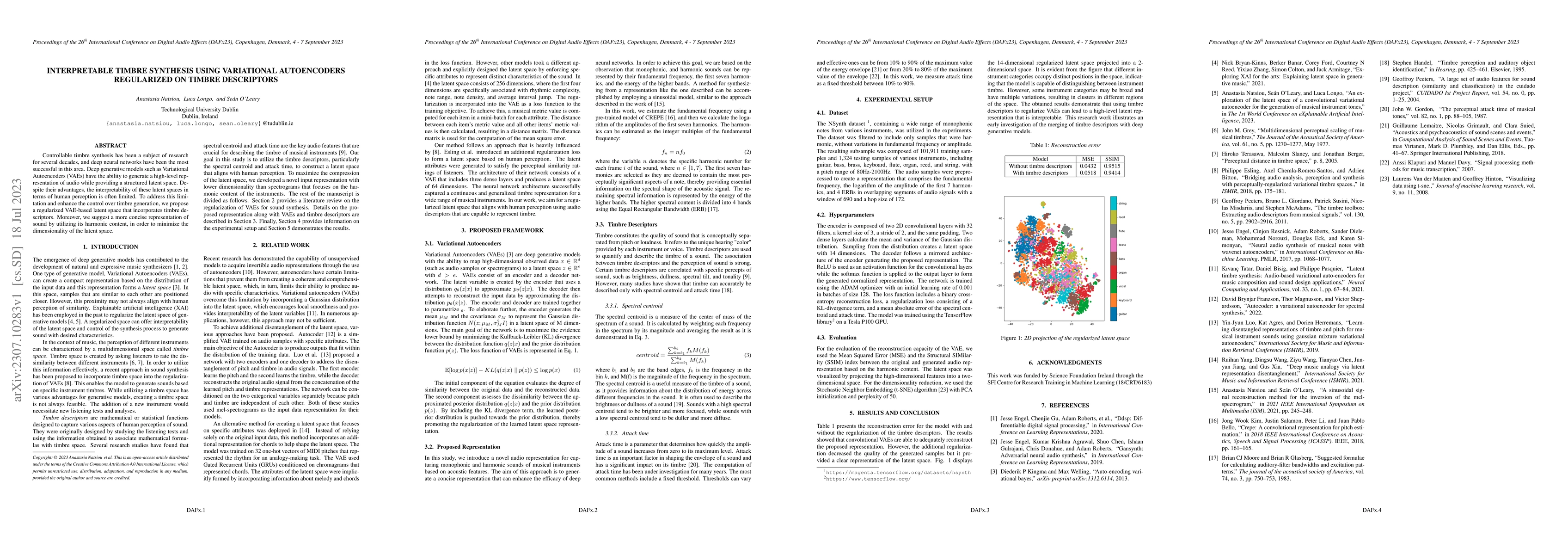 Thumbnail for Interpretable Timbre Synthesis using Variational Autoencoders
  Regularized on Timbre Descriptors