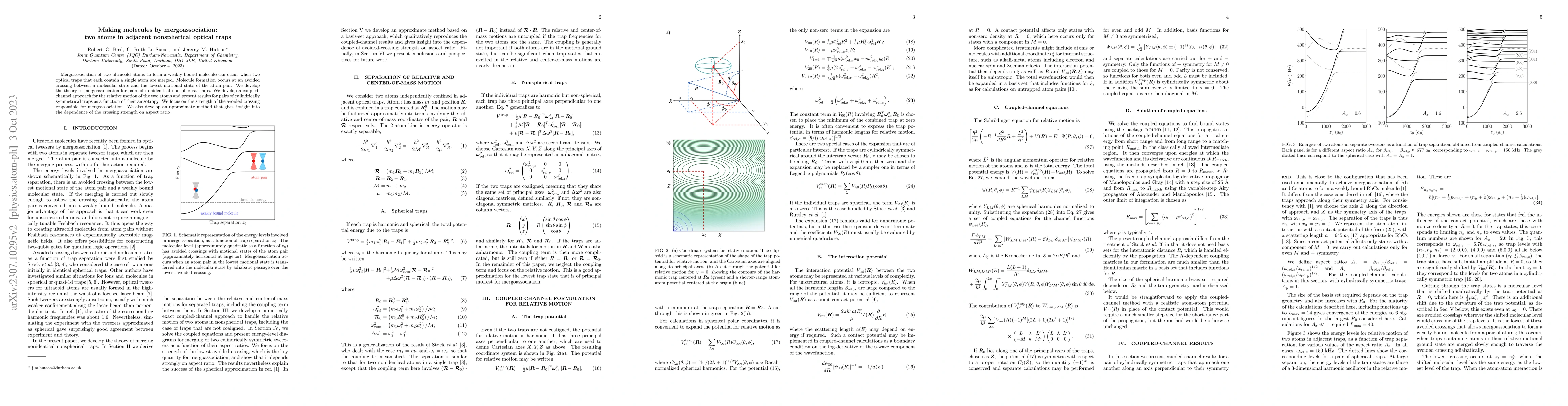 Thumbnail for Making molecules by mergoassociation: two atoms in adjacent nonspherical
  optical traps