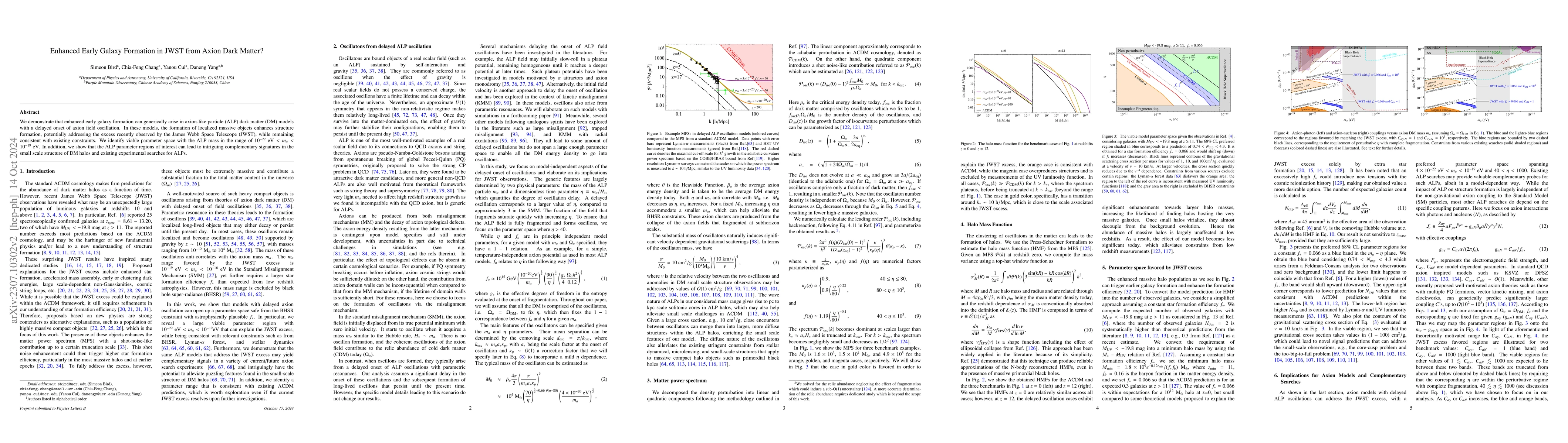 Thumbnail for Enhanced Early Galaxy Formation in JWST from Axion Dark Matter?