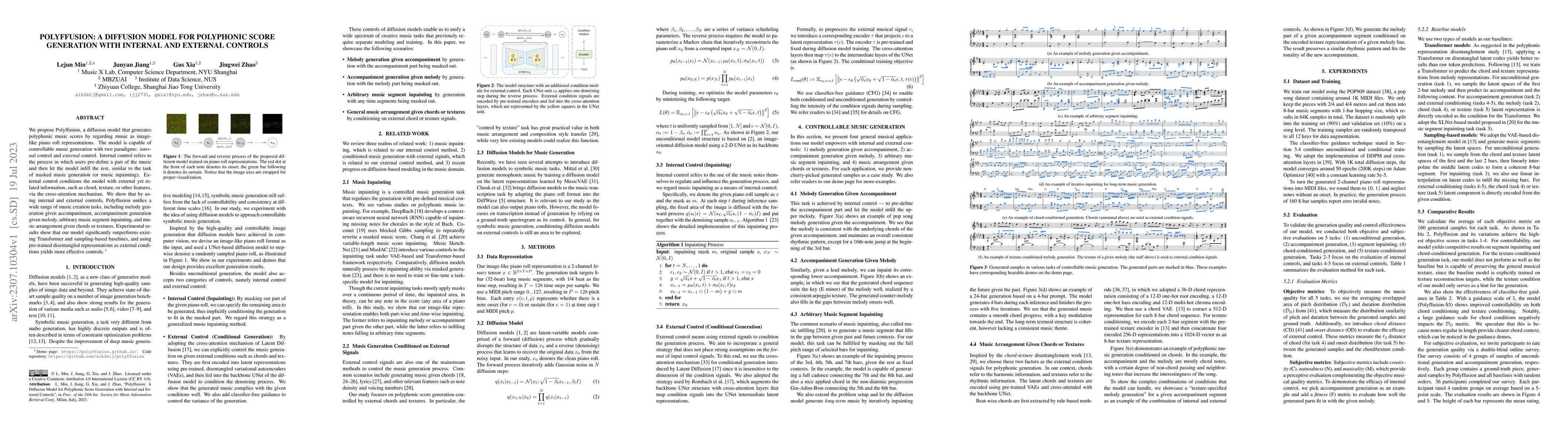 Thumbnail for Polyffusion: A Diffusion Model for Polyphonic Score Generation with
  Internal and External Controls