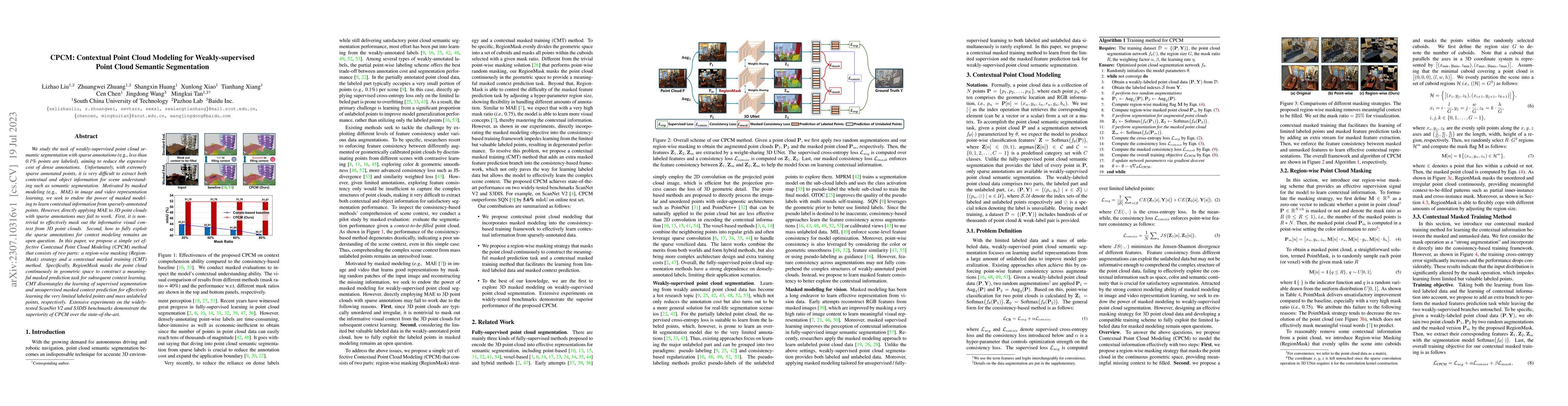 Thumbnail for CPCM: Contextual Point Cloud Modeling for Weakly-supervised Point Cloud
  Semantic Segmentation