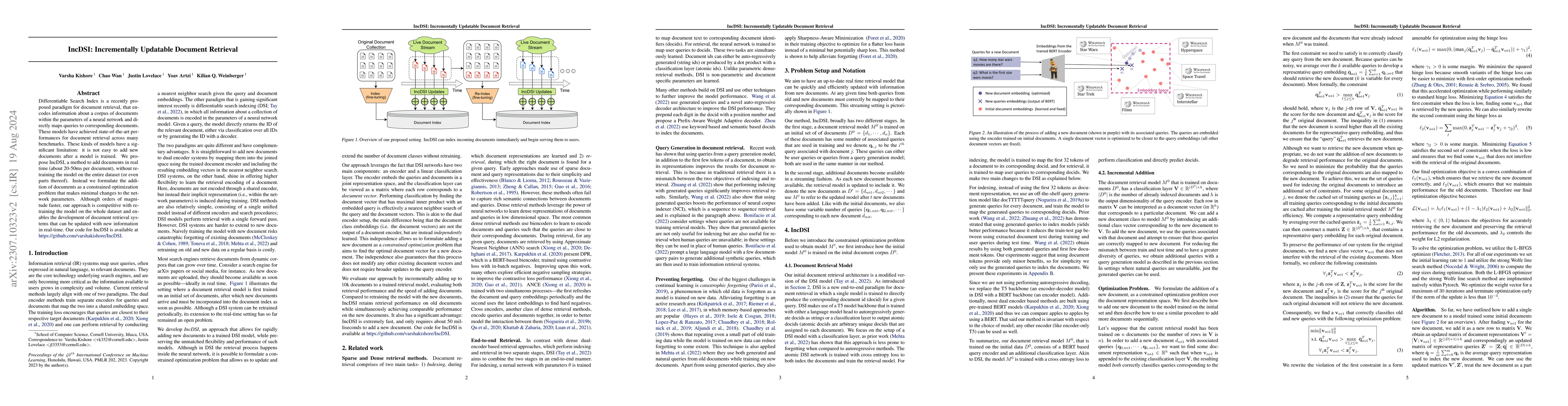 Thumbnail for IncDSI: Incrementally Updatable Document Retrieval