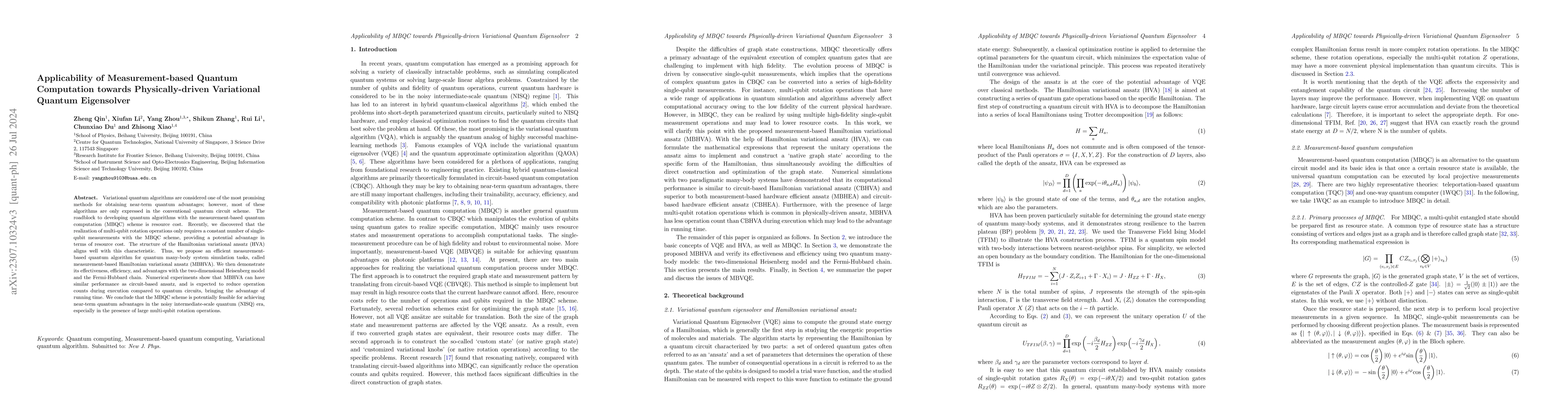Thumbnail for Applicability of Measurement-based Quantum Computation towards
  Physically-driven Variational Quantum Eigensolver