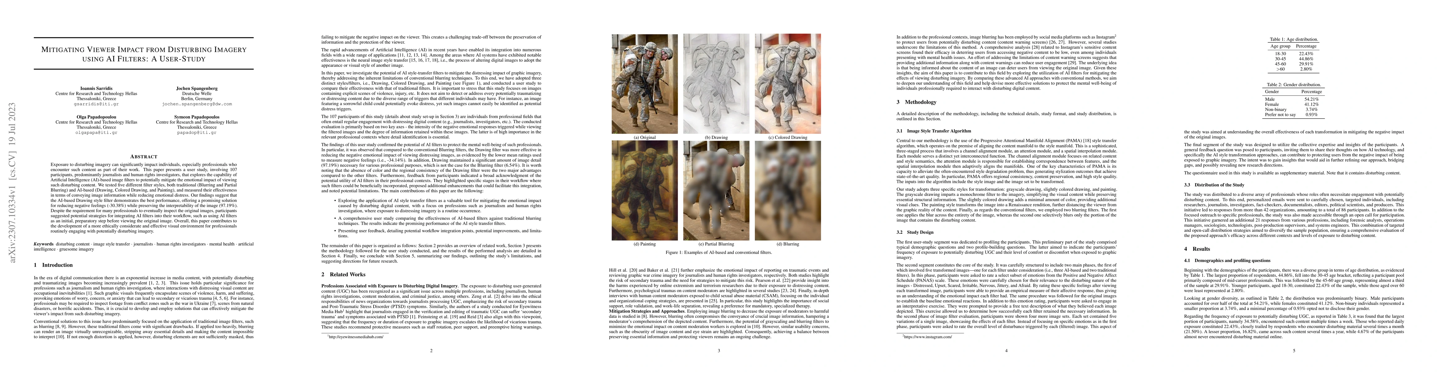 Thumbnail for Mitigating Viewer Impact from Disturbing Imagery using AI Filters: A
  User-Study