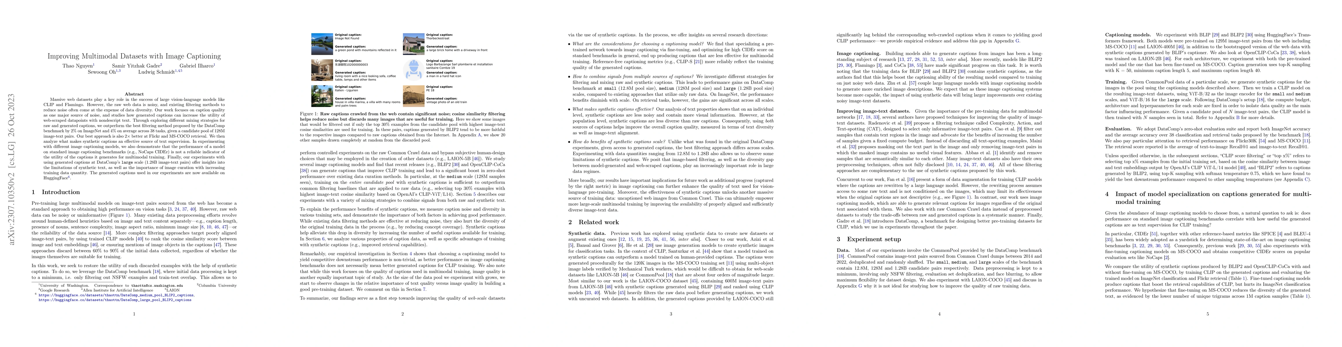 Thumbnail for Improving Multimodal Datasets with Image Captioning