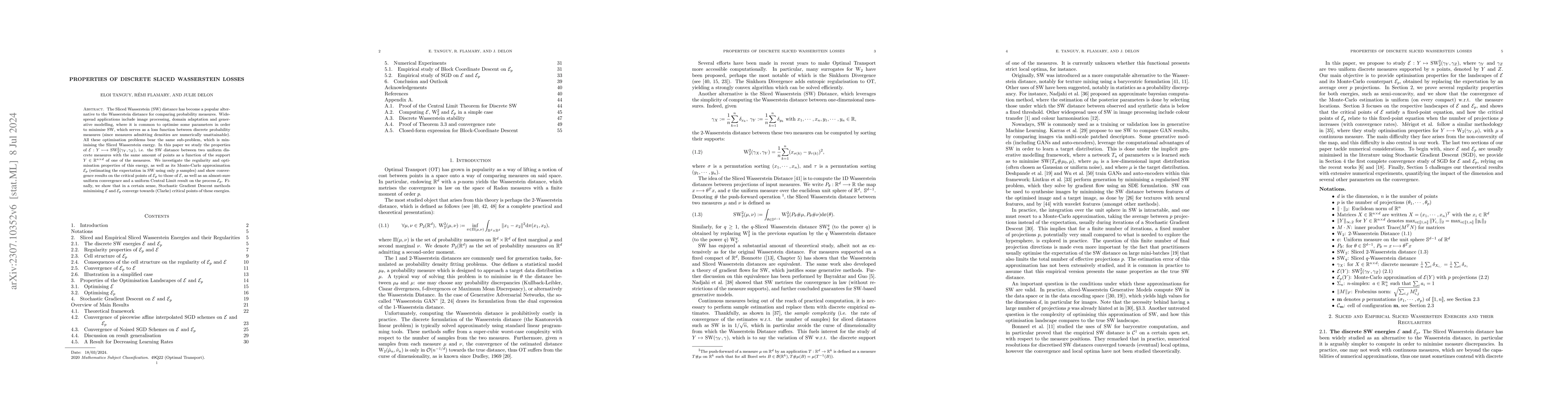 Thumbnail for Properties of Discrete Sliced Wasserstein Losses