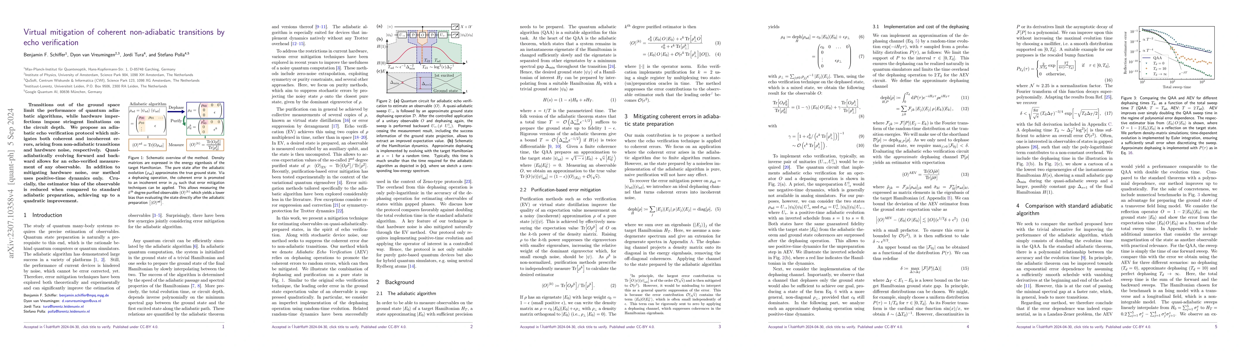 Thumbnail for Virtual mitigation of coherent non-adiabatic transitions by echo
  verification
