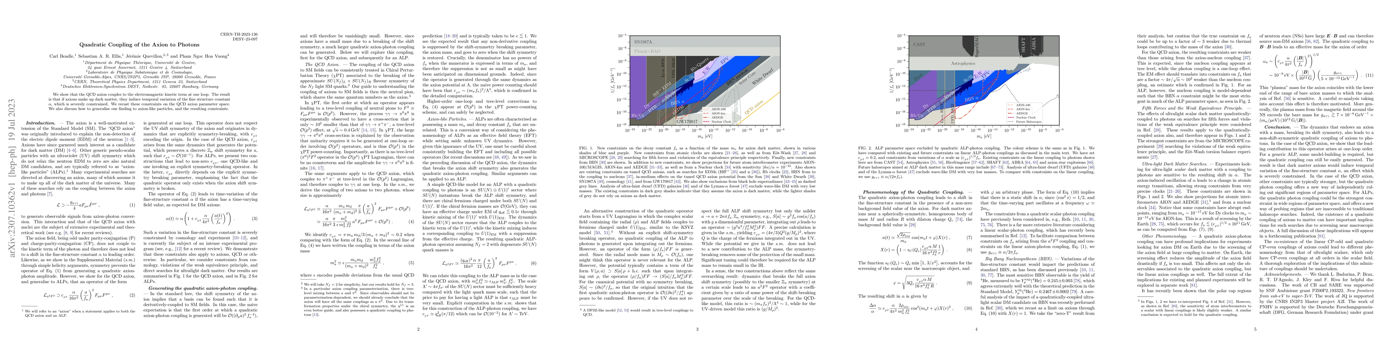 Thumbnail for Quadratic Coupling of the Axion to Photons