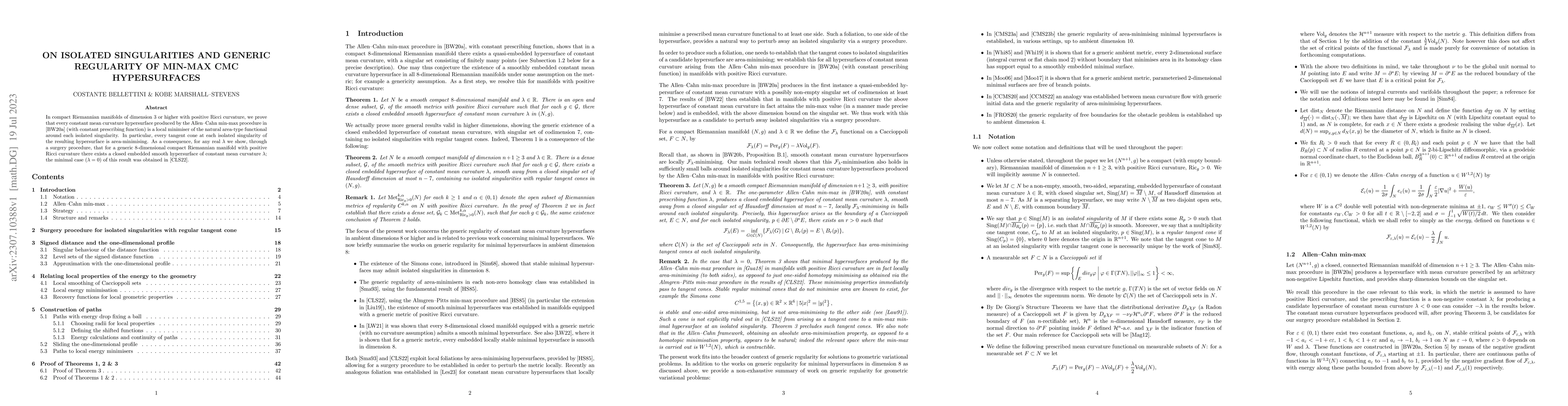 Thumbnail for On isolated singularities and generic regularity of min-max CMC
  hypersurfaces