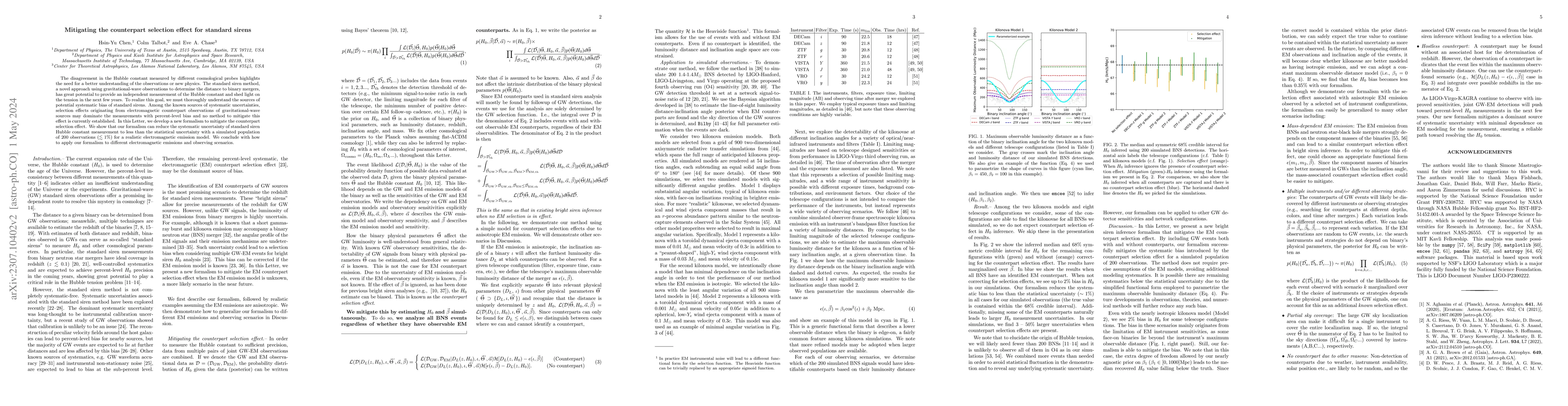 Thumbnail for Mitigating the counterpart selection effect for standard sirens