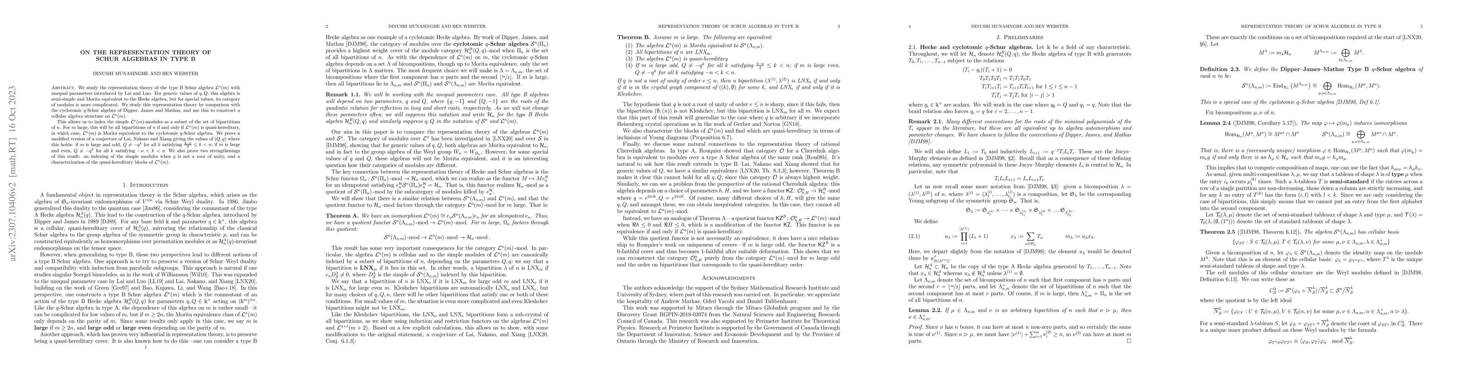 Thumbnail for On the representation theory of Schur algebras in type $B$