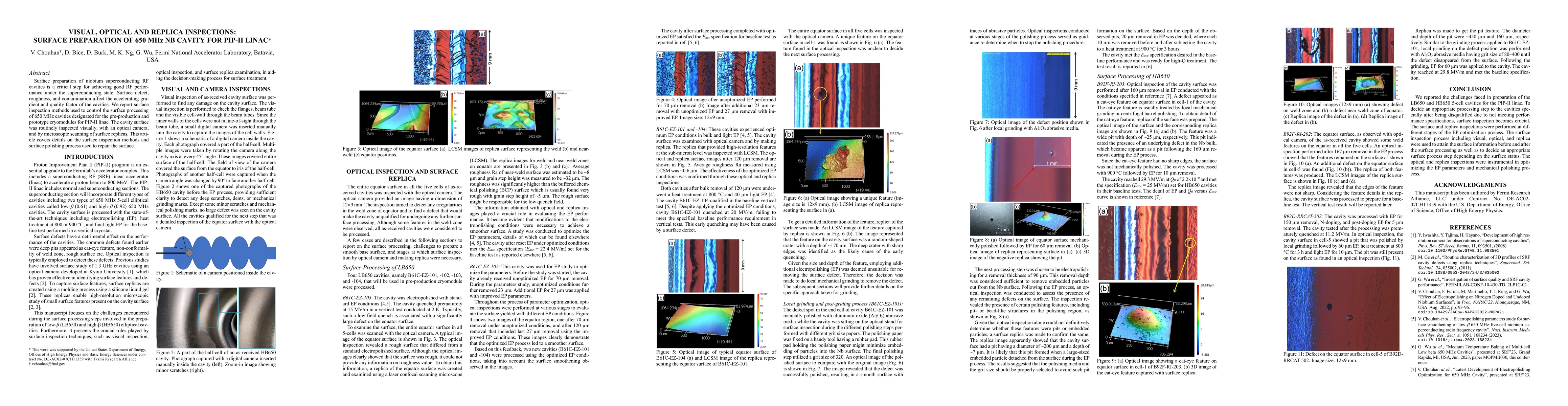 Thumbnail for Visual, Optical and Replica Inspections: Surface Preparation of 650 MHz
  NB Cavity for PIP-II Linac