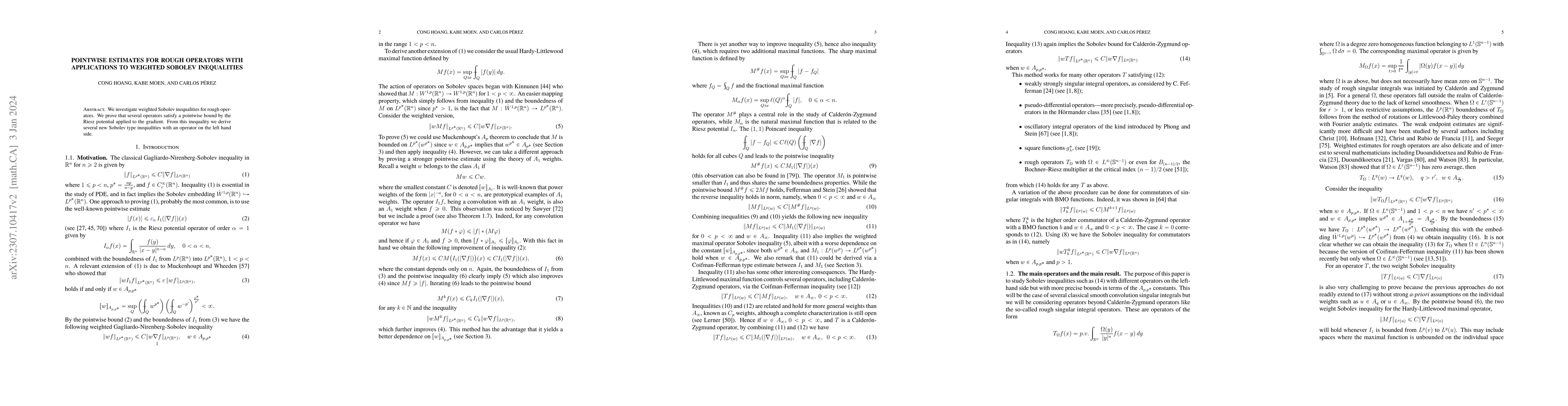 Thumbnail for Pointwise estimates for rough operators with applications to Sobolev
  inequalities