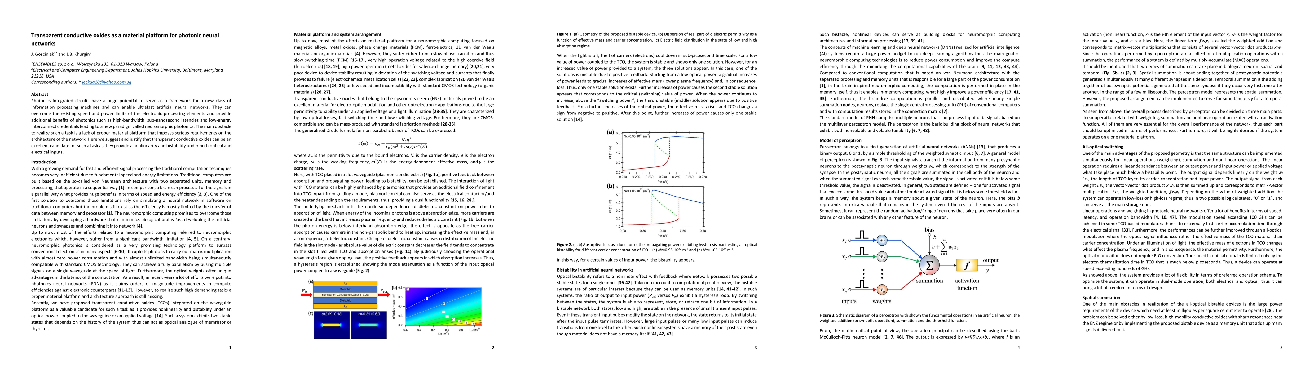 Thumbnail for Transparent conductive oxides as a material platform for photonic neural
  networks