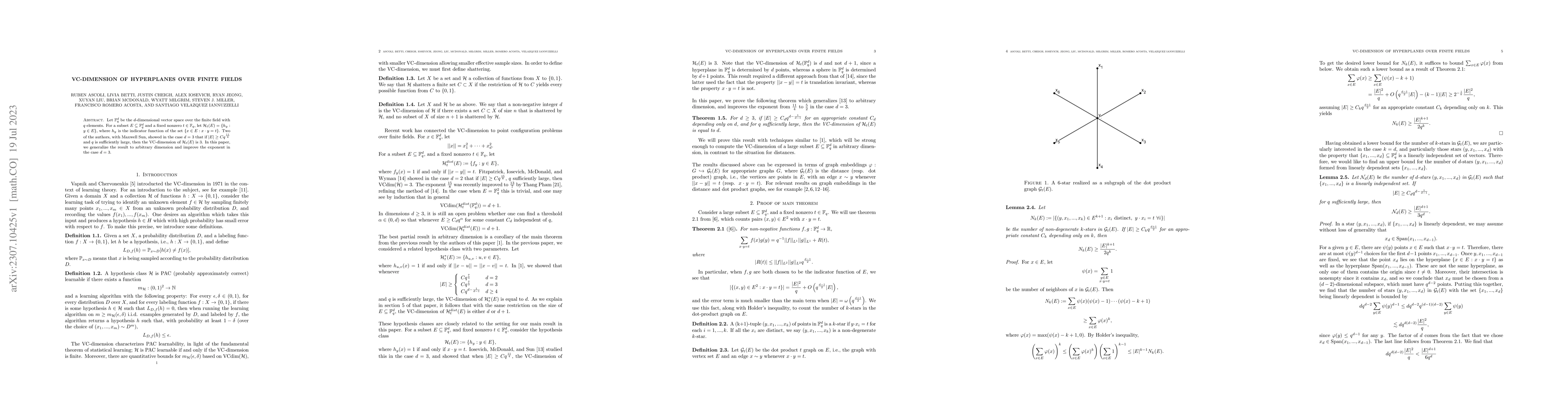 Thumbnail for VC-Dimension of Hyperplanes over Finite Fields