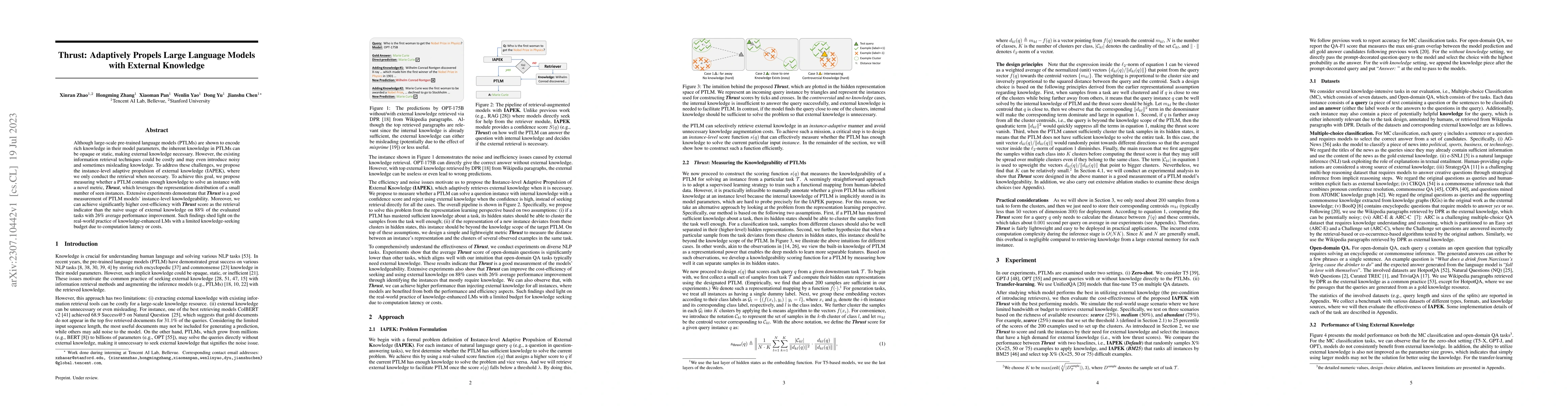 Thumbnail for Thrust: Adaptively Propels Large Language Models with External Knowledge