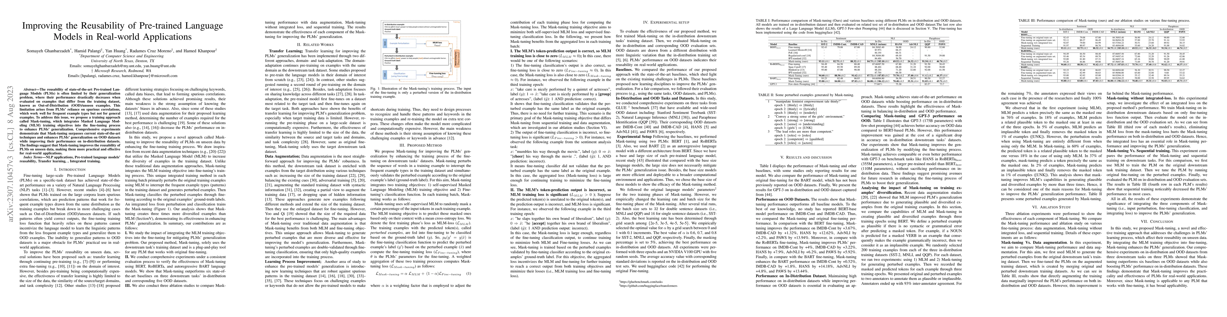 Thumbnail for Improving the Reusability of Pre-trained Language Models in Real-world
  Applications