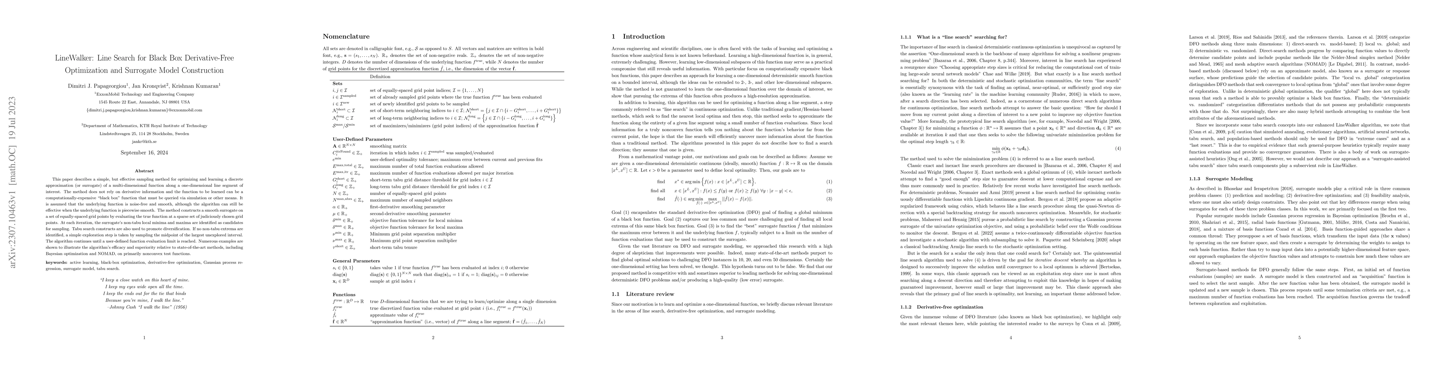 Thumbnail for LineWalker: Line Search for Black Box Derivative-Free Optimization and
  Surrogate Model Construction
