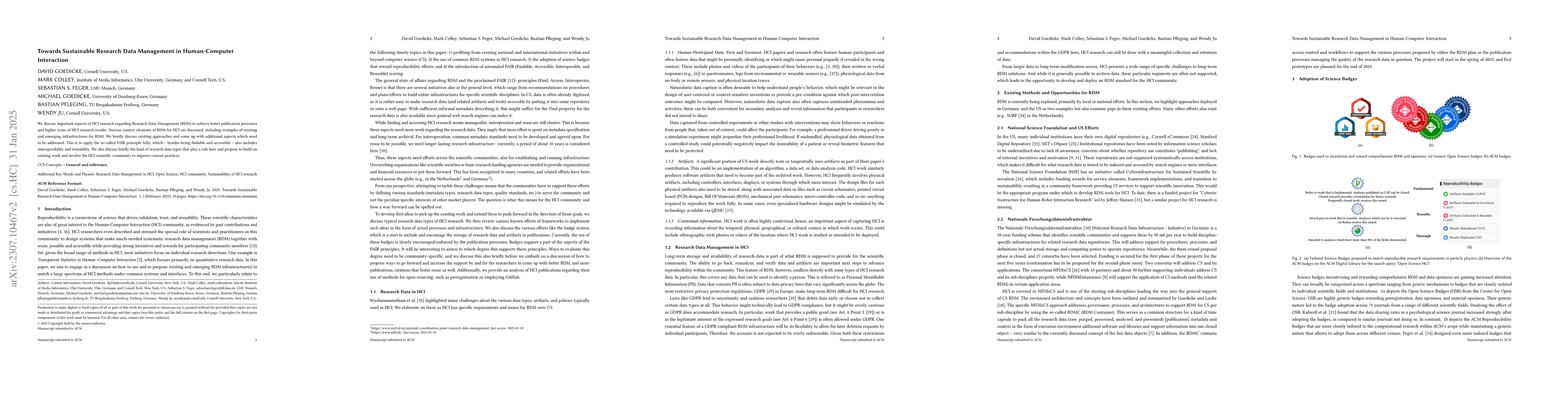 Thumbnail for Towards Sustainable Research Data Management in Human-Computer
  Interaction