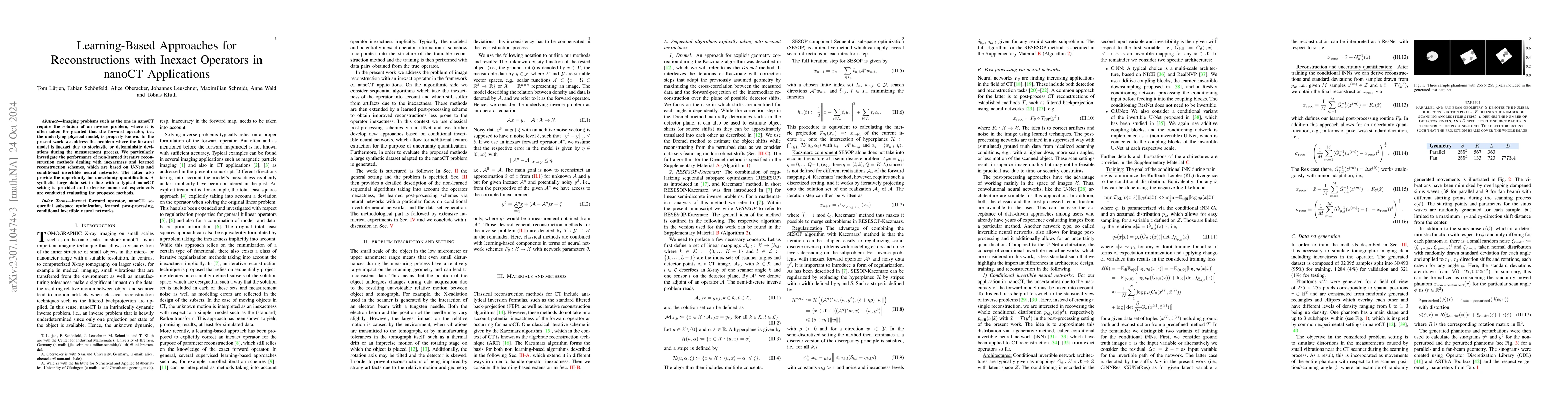 Thumbnail for Learning-based approaches for reconstructions with inexact operators in
  nanoCT applications