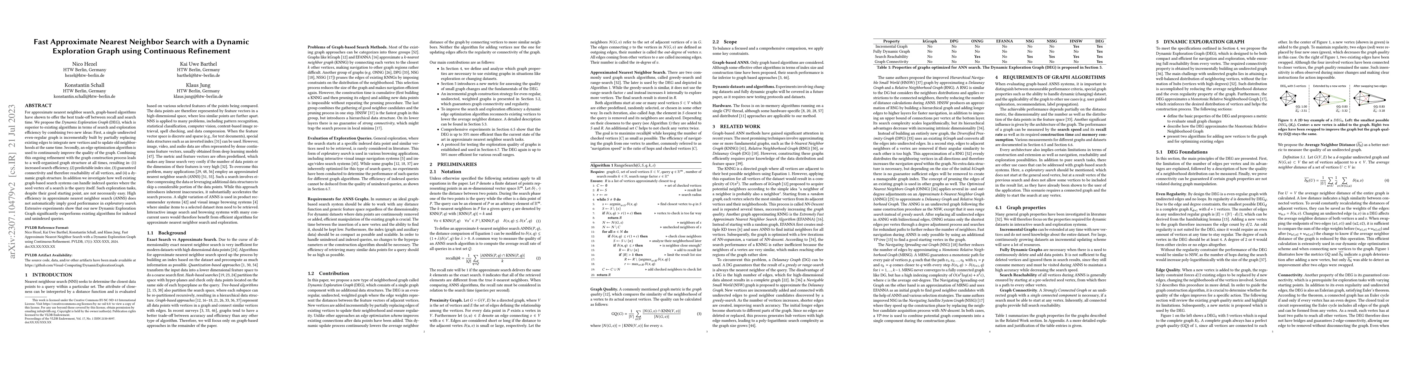 Thumbnail for Fast Approximate Nearest Neighbor Search with a Dynamic Exploration
  Graph using Continuous Refinement