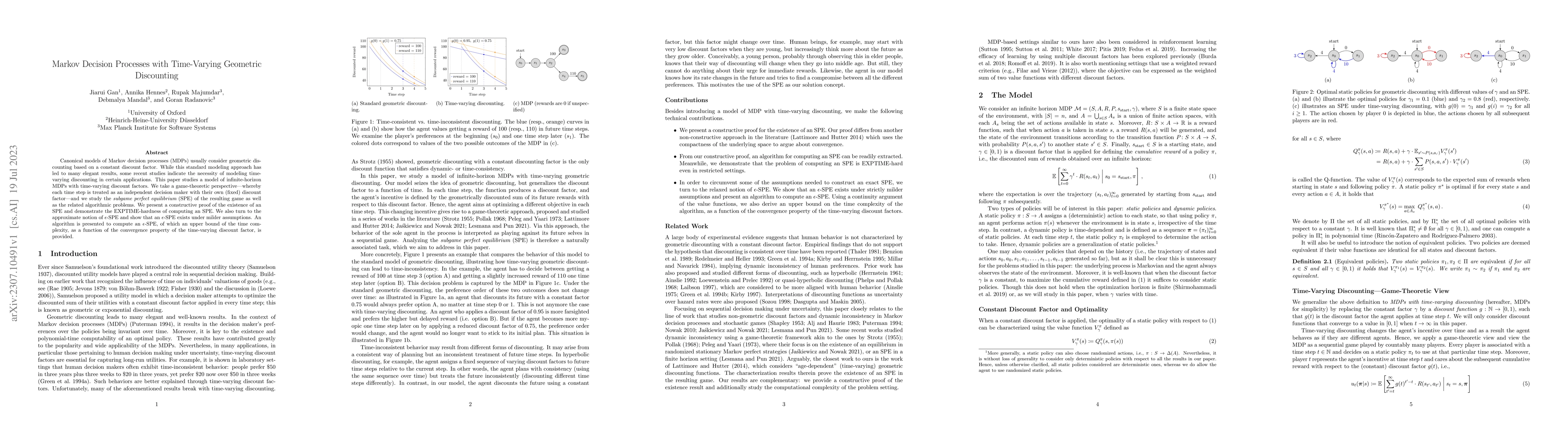 Thumbnail for Markov Decision Processes with Time-Varying Geometric Discounting