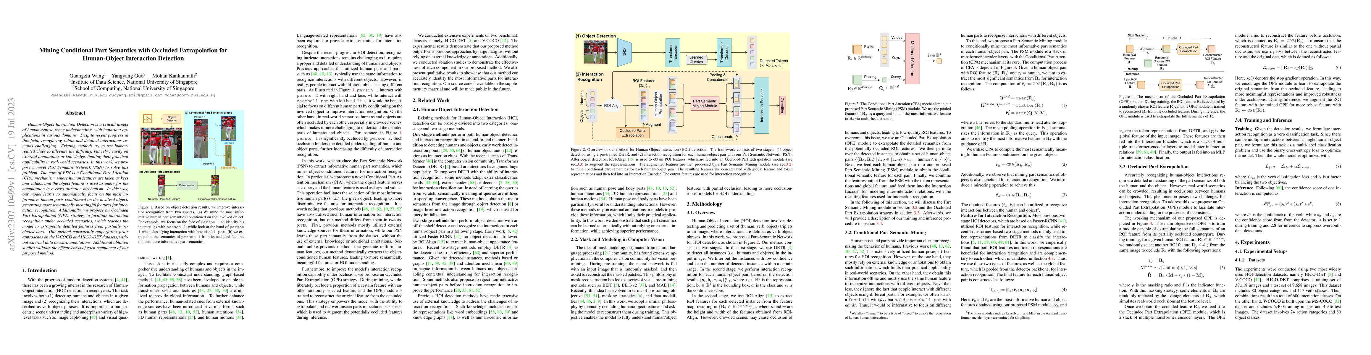 Thumbnail for Mining Conditional Part Semantics with Occluded Extrapolation for
  Human-Object Interaction Detection