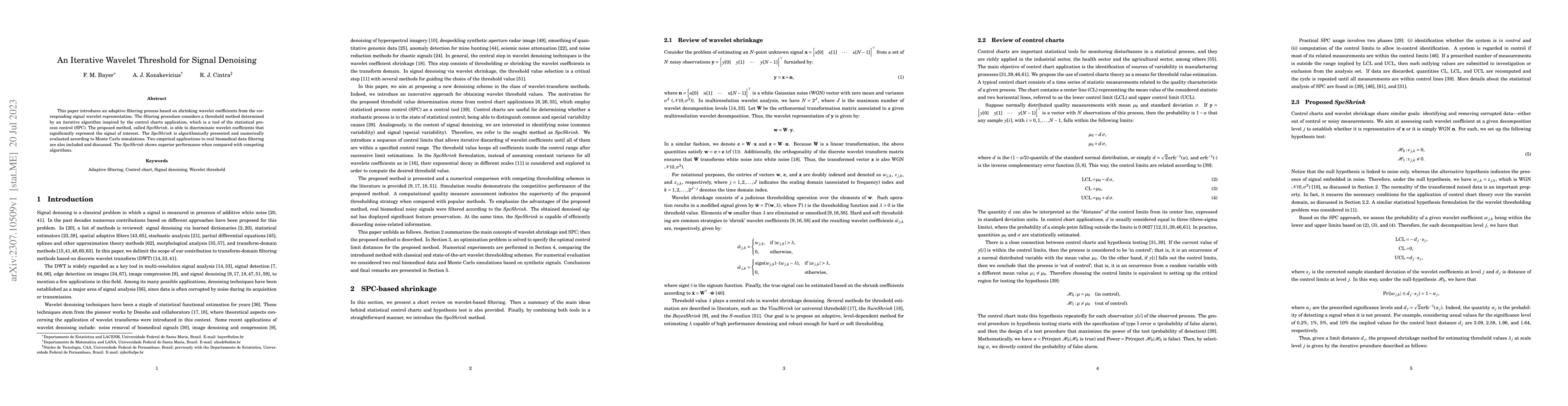 Thumbnail for An Iterative Wavelet Threshold for Signal Denoising