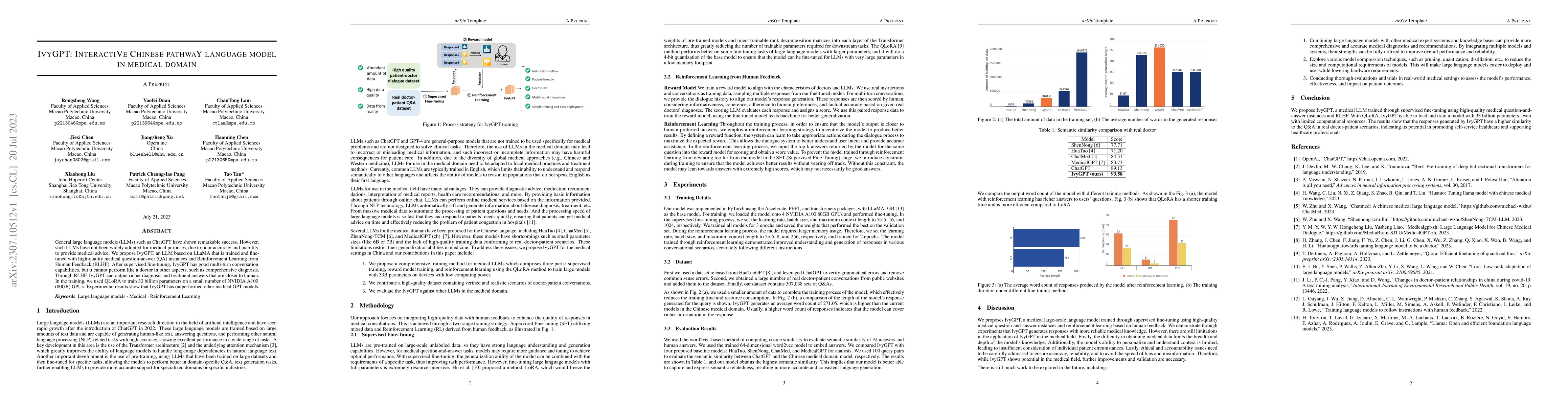 Thumbnail for IvyGPT: InteractiVe Chinese pathwaY language model in medical domain
