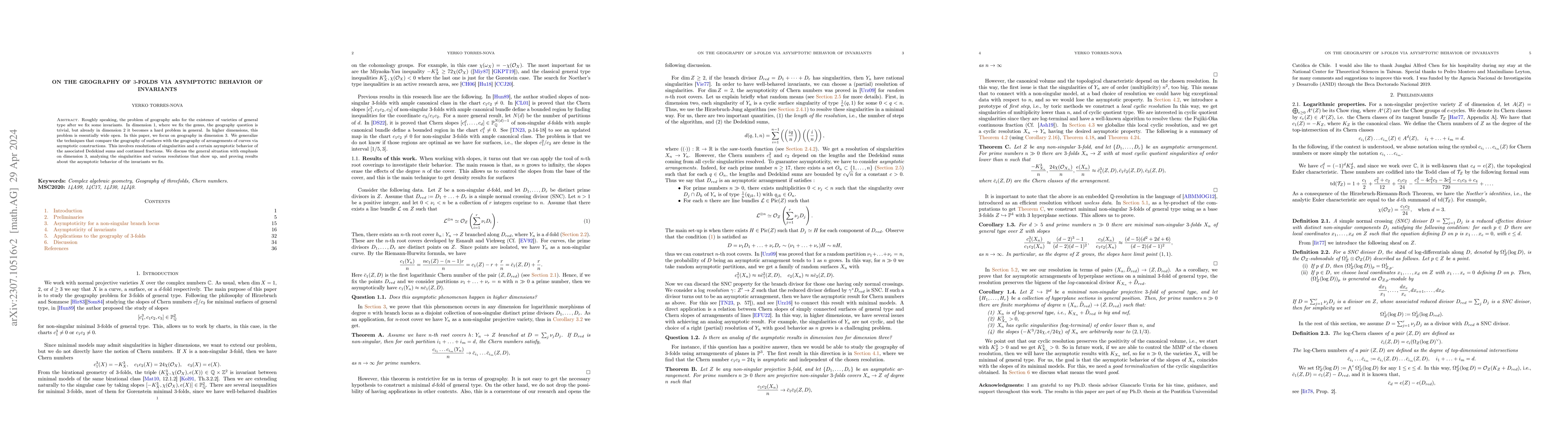Thumbnail for On the geography of $3$-folds via asymptotic behavior of invariants