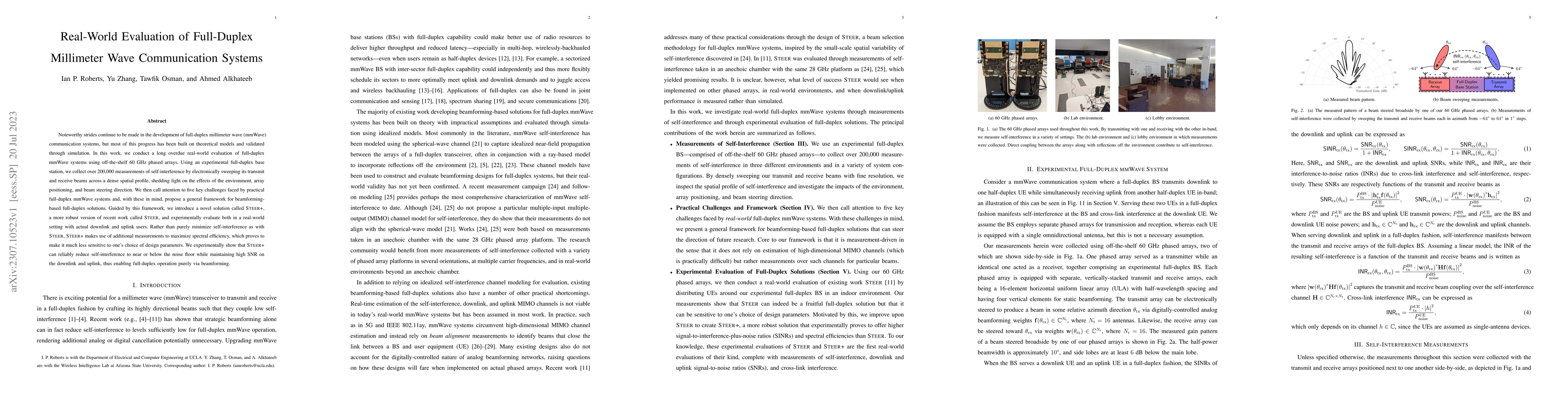 Thumbnail for Real-World Evaluation of Full-Duplex Millimeter Wave Communication
  Systems