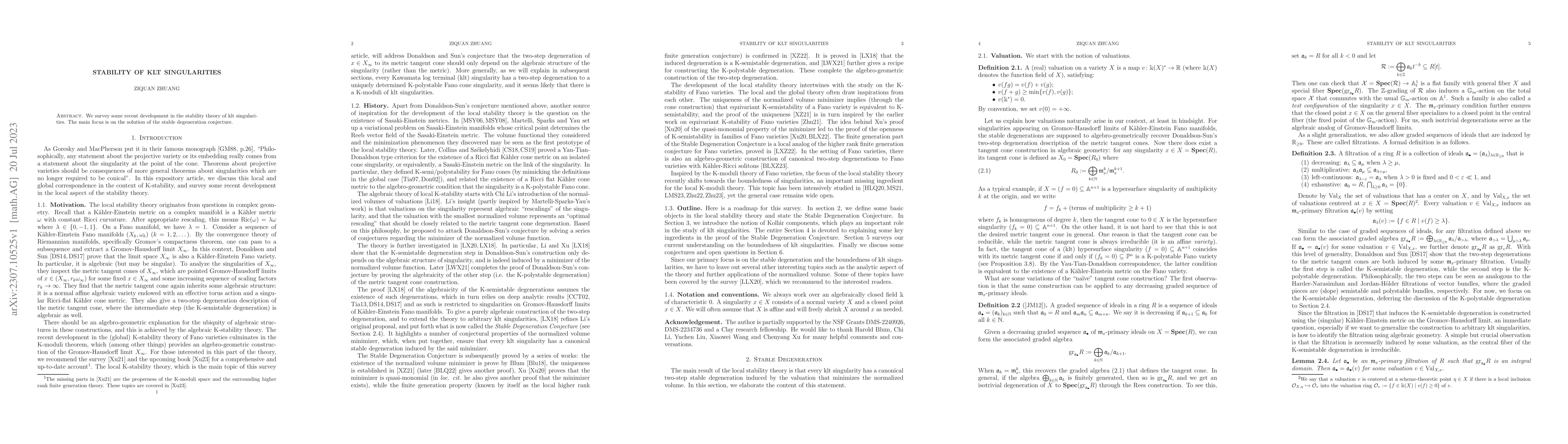 Thumbnail for Stability of klt singularities