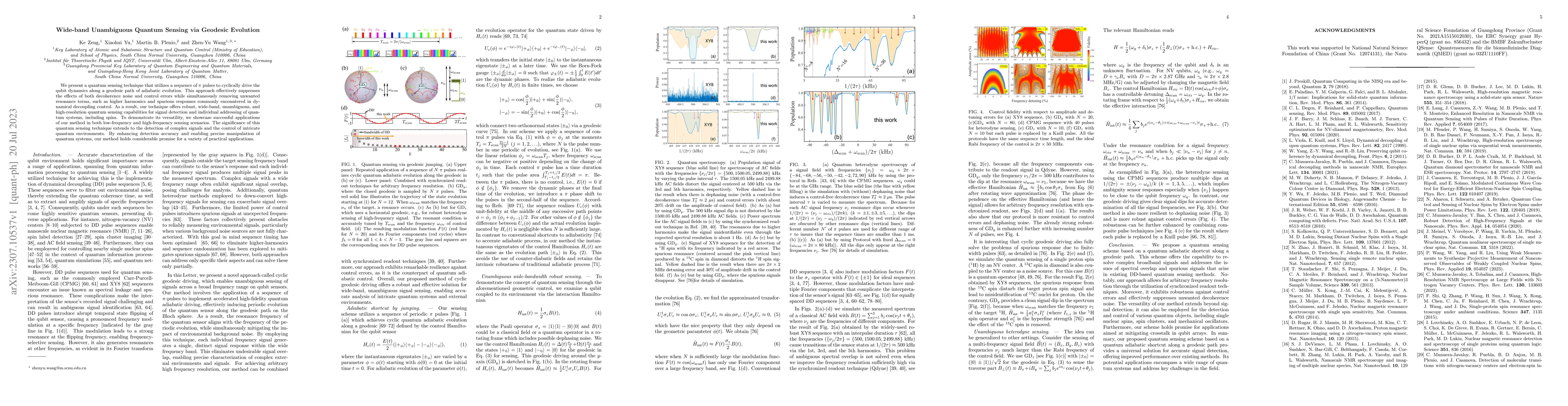 Thumbnail for Wide-band Unambiguous Quantum Sensing via Geodesic Evolution