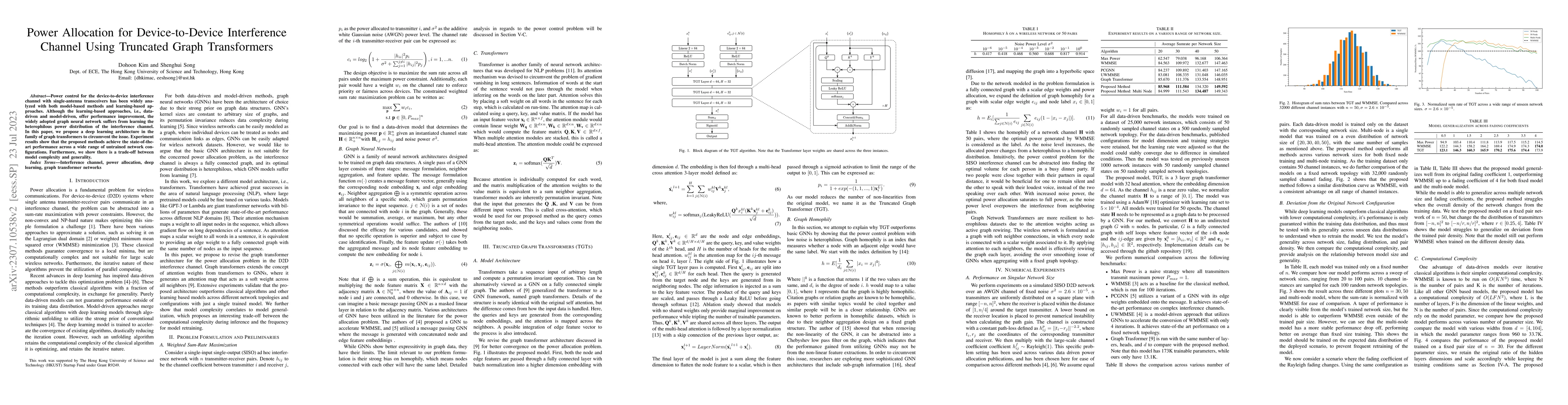 Thumbnail for Power Allocation for Device-to-Device Interference Channel Using
  Truncated Graph Transformers