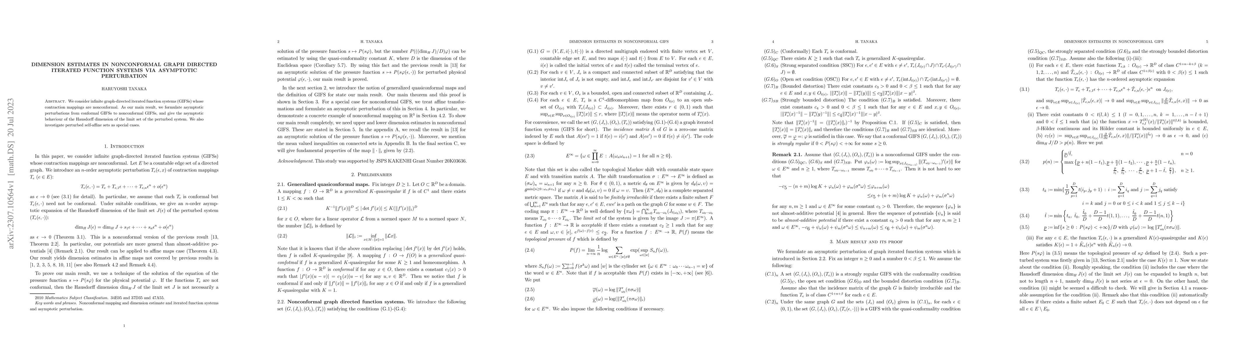 Thumbnail for Dimension estimates in nonconformal graph directed iterated function
  systems via asymptotic perturbation